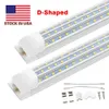 LED Shop Light 8ft 120W 12000LM Triple Row D Shape V a forma di T8 T8 Integrated LED Tube Light, Cool Bianco Clear Cover Allogore Altezza