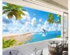 Customized 3d silk photo murals wallpaper Maldives Hawaii Dolphin Bay Giant HD Landscape Painting Bedroom Living Room Background Mural