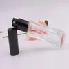 Flacon pulvérisateur de parfum carré transparent de 30ml, sous-bouteille en verre dépoli, bouche à vis haut de gamme, bouteille vide en aluminium anodisé