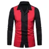 Feitong Men Koszulki Moda Solid Patchwork Przycisk Business Dress Casual Z Długim Rękawem Koszula Top Slim Fit Męska Koszula Plus Rozmiar