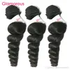 Glamoroso cabelo humano não processado 2 pacotes malaysian onda solta cabelo virgem cor natural cutícula de cabelo humano extensões