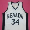 Nevada Üniversitesi Javale McGee # 34 Beyaz Lacivert College Retro Basketbol Jersey Erkek Dikişli Özel Numarası Adları Formalar