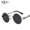 Gafas de sol de Metal de lujo para hombre, gafas de sol redondas, gafas con revestimiento Steampunk, lentes Retro Vintage, gafas de sol para hombre
