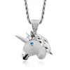 Fashion- Hip Hop Necklace New Gold Unicorn Pendent Necklaces Ice Out Gold Plated Pendant Necklce Hiphop Jewlery
