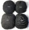 4mm Afro Kinky Curl Hairpieces 1b Brazilian Remy Human Hair Replacement 10mm Wave Full Swiss Lace Toupee för svarta män Snabb Express Leverans