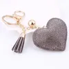 Heart Keychain Leather Tassel Key Holder Fashion Metal Crystal Rhinestone Key Chain Keyring Charm Bag Auto Pendant Gift Wholesale Price