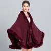 Europa Jesień Zima Damska Przylądek Cloak Płaszcz Faux Fur Collar Topy Lady's Cardigan Outwear Poncho Coat C3908