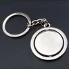 Circular shape rotate metal blank tag keychain Creative car keyring