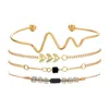 Factory Sale Handmade 18K Gold Plated 6CM Bangle Black Crystal Charm Bracelet Jewelry