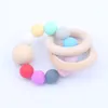 16 Colors Children Wooden Bracelets Baby Silicone Infant Wooden Beads Teethers Beads Handmake Teething Baby Toys