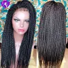 Długie Plecione Koronki Syntetyczne Przód Przysięgle Odporne na ciepło Black Box Braids Z Włosów Dziecko Naturalna Braid Wig Dla Czarnych Kobiet