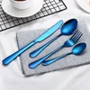 7 Colors 4PCS Gold Flatware Set Luxury Rose Gold Cutlery Set Stainless Steel Dinner Spoon Knife Fork Tableware for Home Kitchen Re1933988