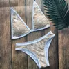 2019 Kadınlar Dantel Çiçek Örgü Patchwork Bikini Set Bayanlar Retro Bandaj Mayo Katı Kadın Push Up Biquini Seksi Mayo