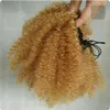 16 inch Paardenstaart Clip in Hair Extensions Trekkoord Afro Kinky Krullend Menselijk Haar Paardenstaart Haarstuk Aardbei Blonde 27