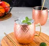 18 oz 530 ml Cuivre Tasses Moscou Mule Cuivre Tasses Martelé Placage Cuivre Tasses À Bière Pour Vodka Whisky Cocktails Bière Café Lait Tasse