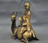 8 "Chine Bronze Bouddhisme Dieu De La Longévité Star Ride Cerf Statue Brûleur D'encens