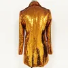 Hot Style Top Quality Original Design Women's Personality Blingbling Blazer Twinkle Glitter Sequins Jacket One Button Long Coat Costumes