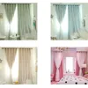 Nordic Modern Tulle Black Out Double Curtains with Star Tassel Black Out Blinds Bedroom Window Curtains Drape Home Textile284R