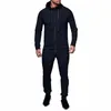 Laamei 2019 New Mens Spring Autumn Hoodies Tracksuit Set Male Zipper Pleated Sweatshirt Sweatpants High Street Jacket Sets M-3XL