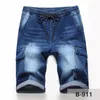 Jeans masculinos Mens Jeans Shorts Motociclista Rock Revival Calças Curtas Skinny Slim Rasgado Buraco Denim Homens Designers