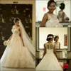 Элегантные хрустальные платья чистые шейные кружевные аппликация иллюзия покрытые пуговицы обратно на заказ часовни свадебное платье vestido de novia
