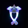 LED Plush Rabbit Ears Cap Cartoon Cat Airbag Hats broderi kanin öron Moving Light Hat For Children Barn Adult Xmas Party Cap LJJ6034851