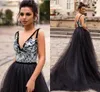 Vintage 3D Floral Lace Black Wedding Dresses Deep V-neck Open Back Empire Waist Berta Wedding Dress Bridal Gowns Custom Made Party Dress