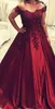 2019 Elegant Burgundy Prom Dresses sweetheart flowers A Line Off Shoulders with Appliques Beads Long Robe de soriee Party Evening Gowns
