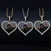 Mode-Aangepaste Foto Hart Hanger Kettingen Voor Mannen Vrouwen Luxe Diamanten Love Heart Pictures Hangers 18K Vergulde Neclace Geschenken