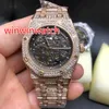 Completa iced out homens assistir aço inoxidável subiu de ouro e prata relogio de vidro caso relógio cheio de diamantes relógio de pulso de cristal de safira Automático 39 MM