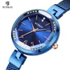 Ruimas Women's Simple Analog Blue Watches Luxury Top Brand Quartz Watch Ladies Woman Water Resistant Wristwatch Relogio Girl 319f