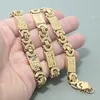 JEWELRY SET 11MM الرجال سلسلة بنين سوار الذهب لهجة شقة البيزنطية وصلة الفولاذ المقاوم للصدأ قلادة سوار مجموعة