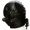 Pu Leather Fetish Mouth Gag Harness Headgear Hood Eye Mask Head Cover Bondage Restraint Adult Costume Sm Sex Game Toy For Couple Y2459518