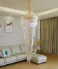 Moderno lampadario di cristallo villa soggiorno Lampade a sospensione cavo semplice edificio piano intermedio plafoniere illuminazione lunga lampadario di lusso