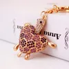 Turtle Coração Pingente chaveiro strass completa pavimentada animal Car Keychain liga de zinco fecho da lagosta Bolsa Acessórios Bag Chaves Anel