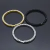 New Iced Out 1 Row Strass Bracciale da uomo 7/8/9 pollici Braccialetti da tennis con diamanti simulati Gioielli hip-hop