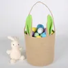 Oreille de lapin coton lin sac d'oeuf de Pâques oreille de lapin fourre-tout enfants tissu de jute peint à la main bricolage sac cadeau de bonbons créatif événement à fond rond