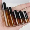 Refillable Amber 3ML 5ml 10ml roll na butelkach do perfumy zapachowej butelki oleju z metalową kulą metalową JXW518