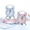 Mini Small Mute Bedside Clocks Retro Snooze Travel Round Metal Desk Alarm with Battery for Children Students Adult17090733