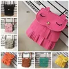 Bebek Çanta Sevimli Kedi Desen Kız Cüzdanlar PU Püskül Omuz Çantaları Kız Crossbody Çanta Mini Çantalar Coin Cüzdan 8 Renkler DHW2688