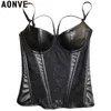 Gorset Sexy Steampunk Bustier Gothic Leather Black Lace Bielizna Kwiatowy Corset Plus Size Kozo 6XL Sexy Overbus Goth Odzież Y19070201