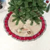 Christmas Tree Skirts Lattices Linen Decoration Creative Grid Tree Skirt Carpet Ornament Xmas Decor Festival Party