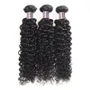 Peruvian Hair Kinky Curly Deep Wave 3 / 4PCs med spetsslutning Brasilianska Yaki Straight Water Wave Indian Human Hair Buntar med stängning