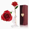 Cadeaux de fête rose éternité 24 carats trempés dans de l'or avec support de lune transparent, cadeau pour la Saint-Valentin, la fête des mères, l'anniversaire 7631557