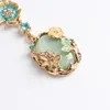 Oriental Bohemian Summer Style CZ Colorful Glaze Butterfly Dragonfly Flower Imitation Jade Gem Pendant Necklace Long Sweater Necklace