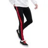 Side Stripe Red White Men Jeans Skinny Stretch Black Slim Fit Pants Tapered Legging Pencil Biker Comfy