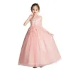 Einzelhandel: Baby-Mädchenkleid mit Blumenapplikation, langes Netz-Hochzeitskleid für Kinder, mit Blumen bestickt, Prinzessin-Abendröcke für Kinder, Boutique 9559732
