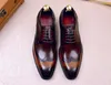 Vintage hommes richelieu chaussures classique Blake Oxfords bout d'aile chaussures habillées affaires formel hommes costume gris noir marron laçage Da046