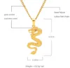18K Gold Plated Gold Dragon Pendant Necklace Mens Charm with 24inch Cuban Link Chain Hip Hop Jewelry250O