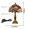 Tiffany Table Lamp Vintage Flowers Table Lights E27 Retro Mediterranean Style Table Lamp Bedroom Dining Room Art Desk Light